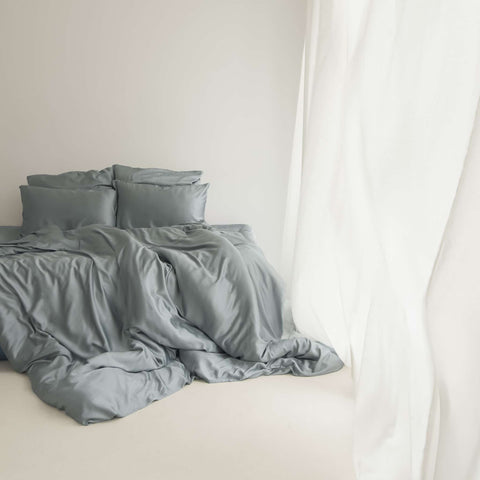 Bamboo Duvet Cover Set in Soft Gray - Linen Aura