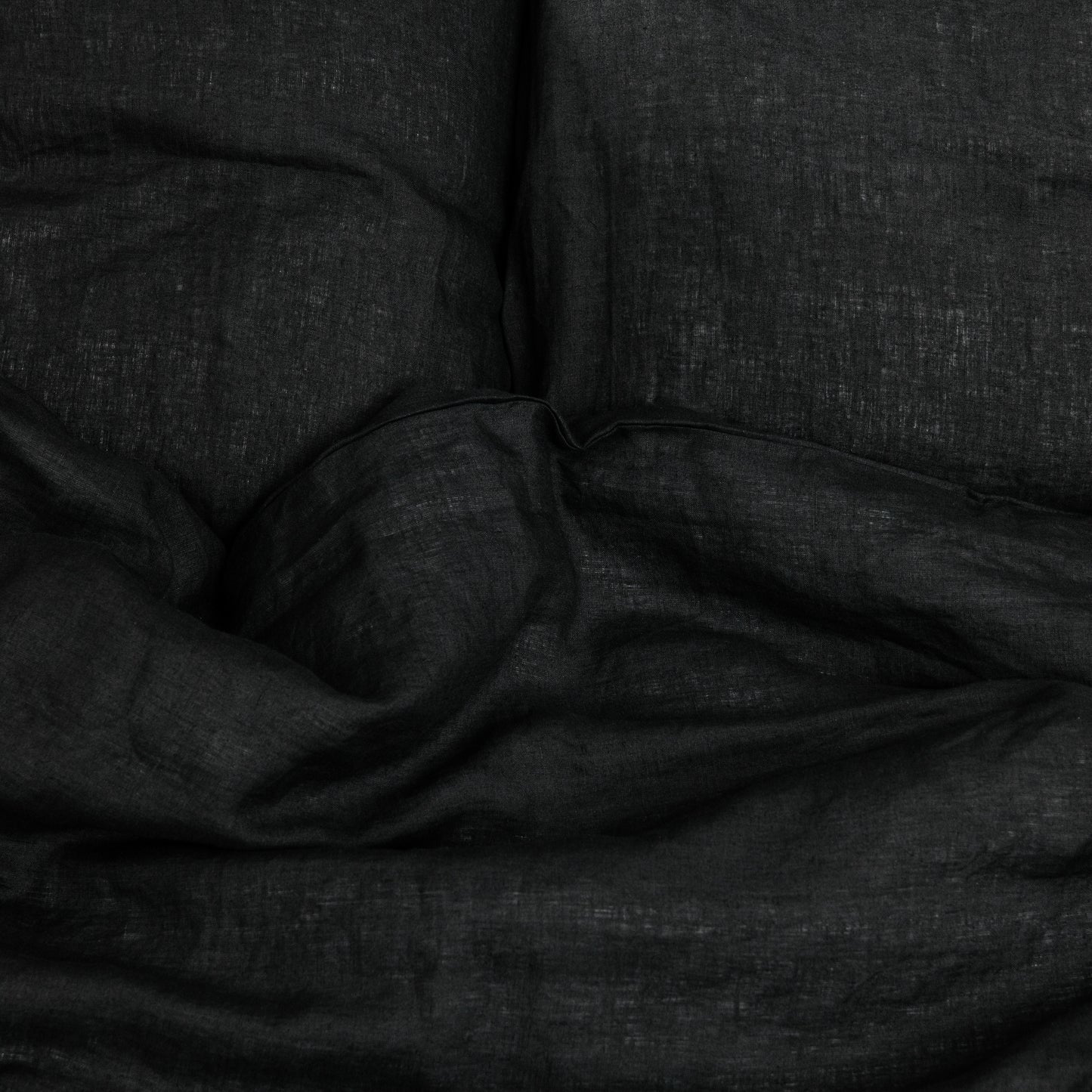Linen Duvet Cover in Midnight Black