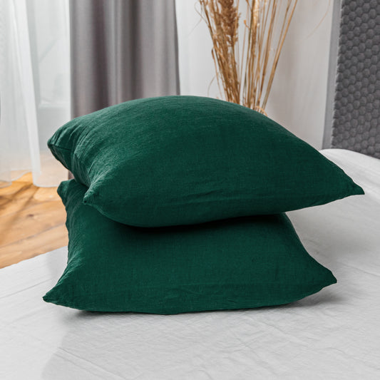 Linen Pillowcases in Emerald Green