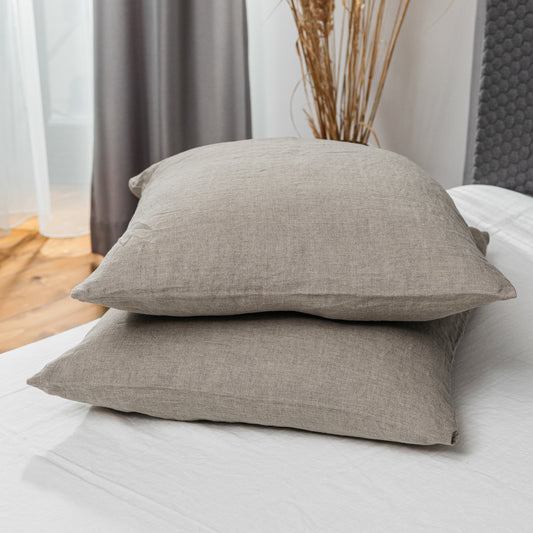 Linen Pillowcases in Natural Gray