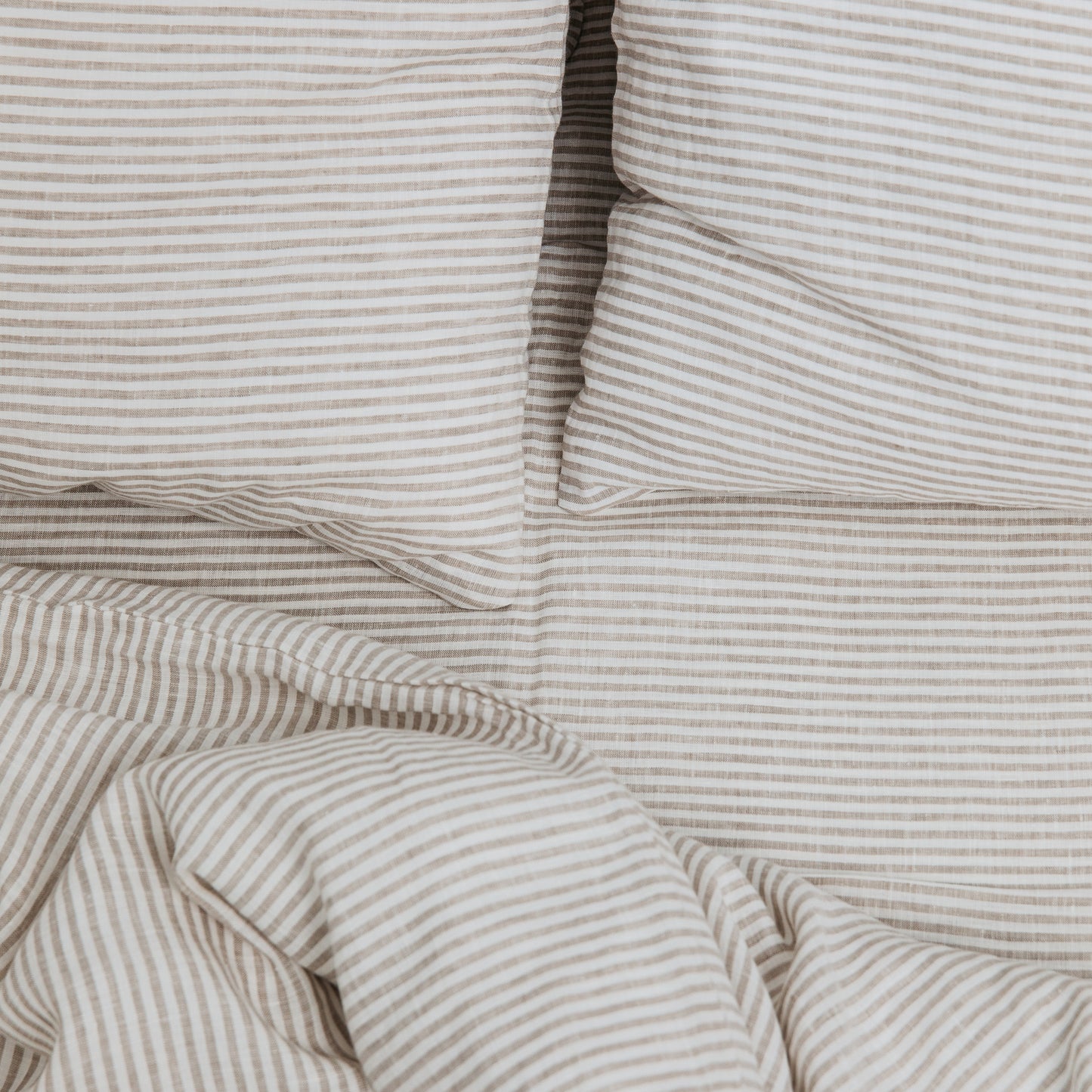 Linen Duvet Cover in Beige Striped