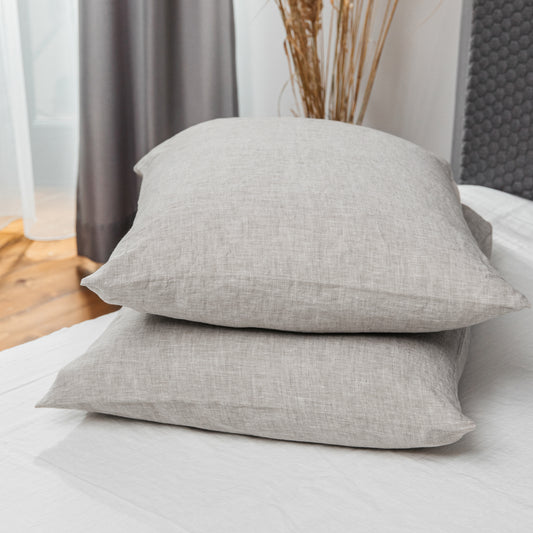 Linen Pillowcases in Melange Gray
